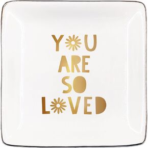 You Are So Loved Jewelry Tray, Inspirational Ceramic Jewelry Dish for Graduation Birthday Christmas Gifts, Trinket Ring Dish for Gifts Women, Earring Tray Sister Niece Daughter Gifts Accessories