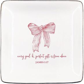 Preppy Jewelry Dish, Every Good Gift Is From Above Ring Dish for Girls Back to School Gift, Bow Tie Ceramic Jewelry Tray for Rings & Earring, Preppy Earring Tray Cowgirl Gift