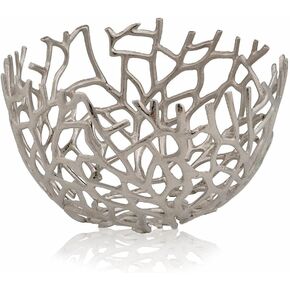 HomeRoots Round Silver Twigs Centerpiece Bowl