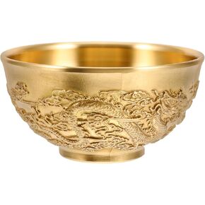 Cabilock Brass Treasure Bowl Feng Shui Ornaments Wealth Good Lucky Porsperity Bowl Cornucopia Bowl Year of The Dragon Collectible Figurines for Home Office New Year Decor