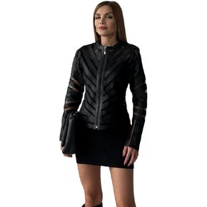 Contemporanea Women's Black Genuine Lambskin Handmade Leather Jacket