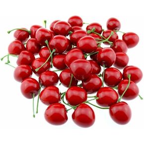20Pcs Artificial Cherries, Fake Fruit Decor Simulation Cherry Model Lifelike Fruit Cherry Ornament, Home Kitchen Party Decoration Desk Ornament Photography Prop Fake Candy, Fake Cherries