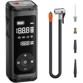 Tire Inflator Portable Air Compressor, SUPERDANNY 1 Min Fast Inflation Cordless Air Pump,12000mAh Electric Air Compressor for Car Tires,150PSI Max Digital Display with 2 USB Ports and LED Light
