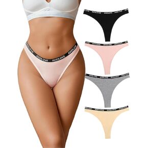 Avidlove Womens Thongs Breathable Cotton Underwear Stretchy Panties Low Rise Thong Bikini