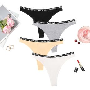 Avidlove Womens Thongs Breathable Cotton Underwear Stretchy Panties Low Rise Thong Bikini