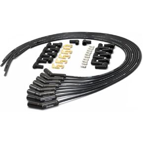 Pertronix 828215HT Flame-Thrower Spark Plug Wires 8 cyl Universal 45° Black Ceramic Boot; 8MM Black Wire