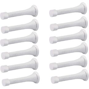 12PCS Spring Door Stops, Heavy Duty Door Stopper with Rubber Bumper, Wall Mounted Spring Doorstop, Spring Door Stop for Wall (Black)
