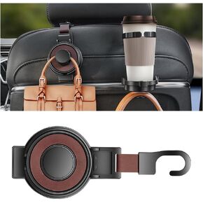 Mandark Car Seat Headrest Hooks, 3 in 1 Vehicle Seat Back Hanger for Cup and Phone, Multifunctional Auto Storage Organizer for Handbag Coat Grocery, Universal for SUV, Truck, RV（Black）
