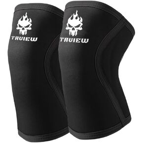 TAVIEW Knee Compression Sleeve Support for Squats, Weightlifting, and Powerlifting 7MM Neoprene (XL)