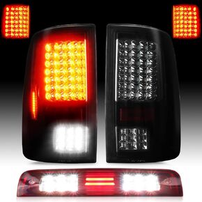 LED Tail Lights Assembly Smoked Lens Fit for Dodge Ram 1500 2009-2010, 2500 3500 2010, for Ram 1500 2500 3500 2011-2018, 1500 Classic 2019 (Not Fit Factory LED Version, Fit Halogen Type)