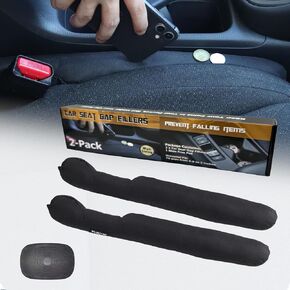 Canvas Oxford Fabric Car Seat Gap Filler, Water Resistant Car Seat Gap Organizer Between Seats Console, Car Seat Catcher, Set of 2 and Slide Free Pad, Outdoor Style Car Accessories (Black)