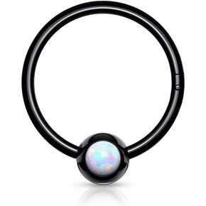 Pierced Owl - 16GA Stainless Steel Synthetic Opal Ball Cartilage Helix Daith Septum Hinged Segment Ring