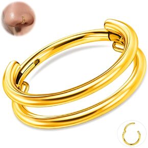 ONESING 16G/18G Double Septum Rings G23 Titanium Cartilage Hoop Earrings Helix Hoop Earring Stacked Conch Hoop Surgical Steel Piercing Jewelry Nose Rings Hoops for Women Men