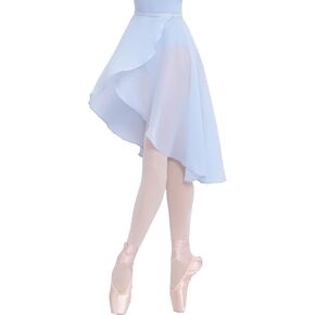 Women Ballet Wrap Skirt, Irregular Mid-Length Sheer Dance Skirts, Adjustable Waist Skirt for Teen Girls