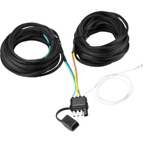 4 Pin 5 Wire Trailer Wiring Harness, 22FT Trailer Light Wiring Kit with Black Nylon Protective Sleeve for Connection of Tail Lights, Brake Lights and Turn Signals