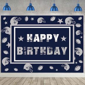 Football Backdrop for Birthday Party 7X5FT Navy Blue Cowboy Photography Background Football Themed Sports Fans Party Decor Supplies Banner Photo Props