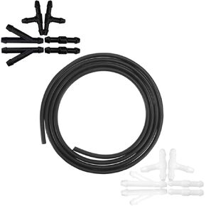 Mandark Car Windshield Washer Hose Kit, 4 Meter Washer Fluid Hose with 12PCS Hose Connectors, Universal Auto Windscreen Washing Accessories, Suitable for Most Car Windshield Washer Tubing
