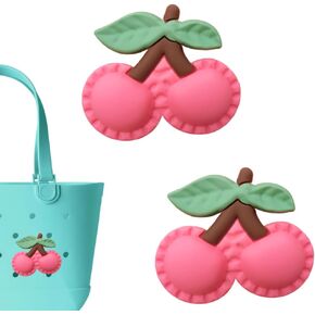 Premium Cherry Charms for Bogg Bag, Set of 2 PVC Rubber Inserts, Compatible with Bogg Bag Accessories, Beach Bag Charms Inserts Accessories for Women Girls (B1)
