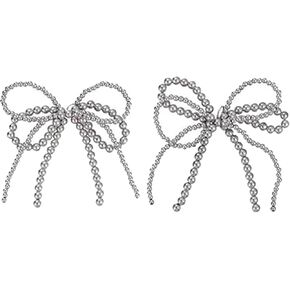 NIQIPOK Pearl Bow Shoe Charms for Sneakers Decoration Charms for Dress Shoes Buckle Pearl Beaded Chain Sneakers Charms Shoe Jewelry for Sneakers