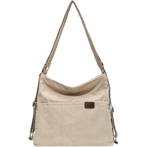 Ulisty Women Corduroy Tote Bag Shoulder Handbag Crossbody Purse Backpack Daypack Hobo Bag