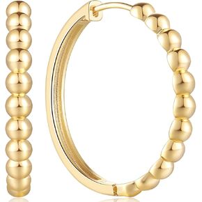 Hoop earrings 14K Gold Hoop Earrings for Women 14K Gold Earrings Fashion Gourd Ball Design Gold Hoops earrings Gold Earrings Gifts for Women 30mm