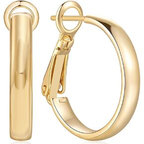 GIORGIA GIBBS 14K Gold Hoop Earrings for Women Trendy Gold Earrings Polished Gold Chunky Hoop Earrings Classic Dainty Gold Earrings Hoops 20mm,30mm (20MM)