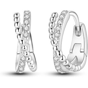 NARMO 925 الاسترليني أقراط الحلقة الفضية للنساء زركون Huggie هوب أقراط الفراشة الأطواق الصغيرة الشظية