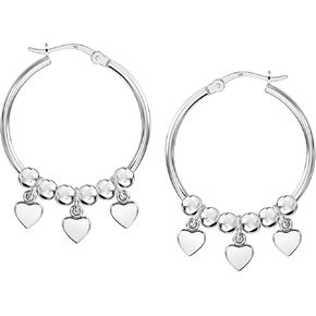 LeCalla 925 Sterling Silver Jewelry Love Heart Infinity Linked Click-Top Hoop Earrings for Women