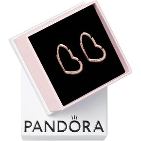 PANDORA Asymmetrical Heart Hoop Earrings - Minimalist Hoop Earrings - Stunning Women's Earrings - Great Gift for Her - 14k Rose Gold, With Gift Box