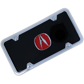 Au-TOMOTIVE GOLD Red Logo On Black License Plate + Frame for Acura RDX (Black)