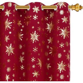 FRAMICS Christmas Curtains for Living Room, Silver Snowflake Foil Print Curtains, Blackout Curtains for Bedroom, Green Christmas Curtains 84 Inch Length 2 Panels Set, Grommet Window Curtains Winter