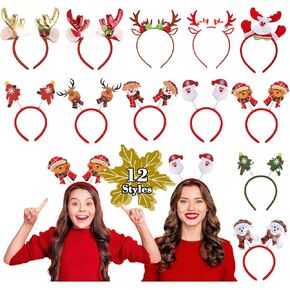 PARTYWIND Christmas Headbands for Party Decorations, Cute Christmas Holiday Costumes for Kids Adults, Christmas Party Supplies Favors with Reindeer Antler Santa Headband (12 Styles) in Kuwait