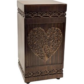 Urn for Human Ashes Adult Female Mom Large Cremation Urns for Women Wooden Burial Urns Tree of Life Engraved Decorative Handcrafted Funeral Urn for Home Display Burial Ash Storage Box