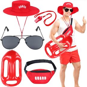 Kyson Guard Accessories Kit 5 Pcs Guard Safari Hat,Fanny Pack,Shades,Float,Whistle for Men Women Halloween Party Dress Up