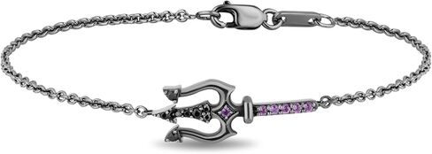 Jewelili Enchanted Disney Fine Jewelry Black Rhodium Over Sterling Silver with 1/10 CTTW Diamond and Amethyst Ursula Bracelet in Saudi Arabia