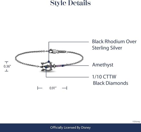 Jewelili Enchanted Disney Fine Jewelry Black Rhodium Over Sterling Silver with 1/10 CTTW Diamond and Amethyst Ursula Bracelet in Saudi Arabia