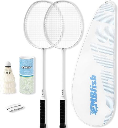 مجموعة مضارب كرة الريشة مع مضاربين من ألياف الكربون، و3 كرات الريشة، وشريطين لمقبض المضرب، وحقيبة كرة الريشة - مثالية للمبتدئين والألعاب الخارجية in Kuwait