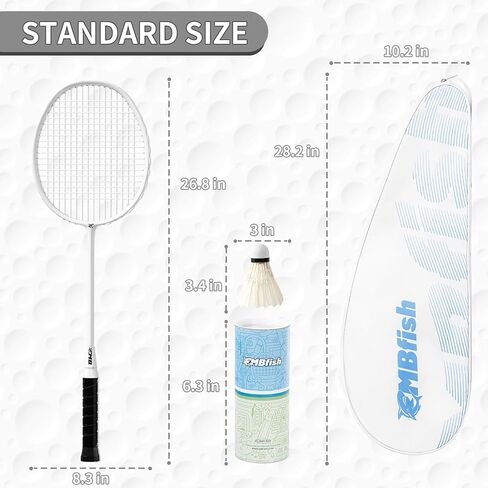مجموعة مضارب كرة الريشة مع مضاربين من ألياف الكربون، و3 كرات الريشة، وشريطين لمقبض المضرب، وحقيبة كرة الريشة - مثالية للمبتدئين والألعاب الخارجية in Kuwait