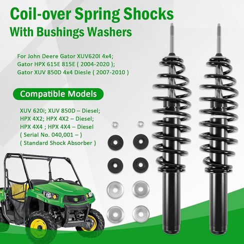 قم بترقية 2 ممتص صدمات زنبركي ملفوف مع غسالات البطانات المناسبة لـ John Deere Gator HPX، HPX 615E 815E؛ التمساح XUV620I 4x4; التمساح XUV850D 4x4; الجبهة اليسرى واليمنى يستبدل AM137957 AM135372 in Kuwait
