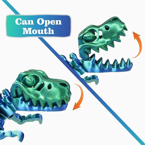 3D Printed Dinosaur Bones, Full Articulated T-Rex with Base, Excavate Prehistoric Fossils, Dinosaur Toys, Adults Fidget Toys for Autism/ADHD, Educational Toys, Desk Decor Gifts (Blue-Green) in Saudi Arabia