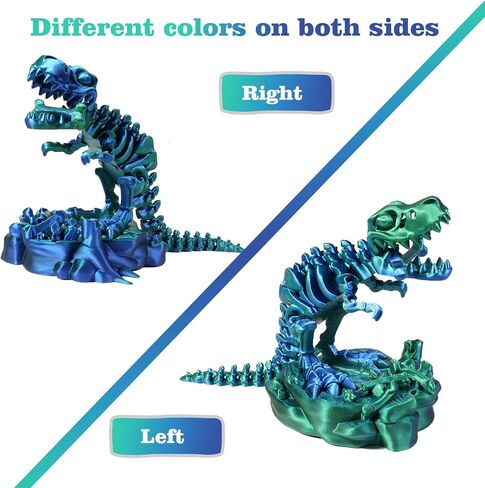 3D Printed Dinosaur Bones, Full Articulated T-Rex with Base, Excavate Prehistoric Fossils, Dinosaur Toys, Adults Fidget Toys for Autism/ADHD, Educational Toys, Desk Decor Gifts (Blue-Green) in Saudi Arabia