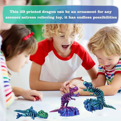 3D Printed Dinosaur Bones, Full Articulated T-Rex with Base, Excavate Prehistoric Fossils, Dinosaur Toys, Adults Fidget Toys for Autism/ADHD, Educational Toys, Desk Decor Gifts (Blue-Green) in Saudi Arabia
