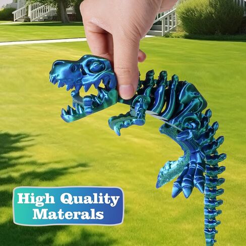 3D Printed Dinosaur Bones, Full Articulated T-Rex with Base, Excavate Prehistoric Fossils, Dinosaur Toys, Adults Fidget Toys for Autism/ADHD, Educational Toys, Desk Decor Gifts (Blue-Green) in Saudi Arabia