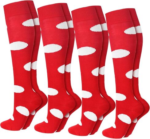 4 أزواج من جوارب الهالوين المنقطة من Jeyiour، جوارب للعطلات فوق الساق، جوارب ضغط مبتكرة للنساء، أحمر in Kuwait