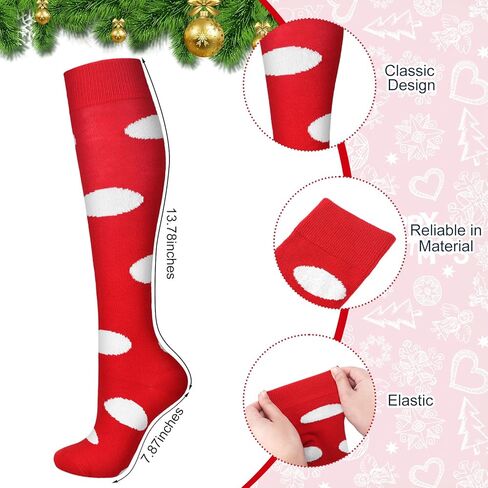 4 أزواج من جوارب الهالوين المنقطة من Jeyiour، جوارب للعطلات فوق الساق، جوارب ضغط مبتكرة للنساء، أحمر in Kuwait