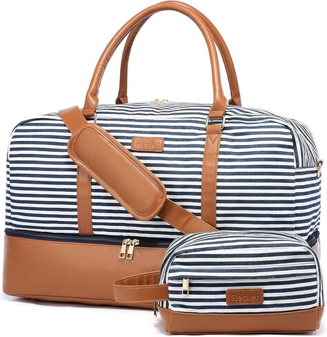 Realer Travel Duffel Bag for Women, Canvas Weekender Bag with Toiletry Bag, Large Carry on Overnight Bag with Shoe Compartment, Mommy Hospital Bags for Labor and Delivery in Saudi Arabia