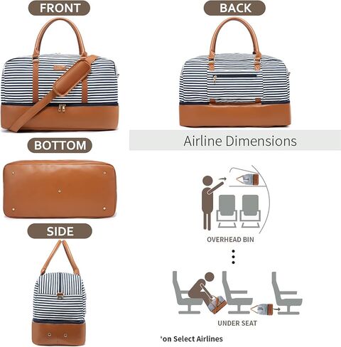 Realer Travel Duffel Bag for Women, Canvas Weekender Bag with Toiletry Bag, Large Carry on Overnight Bag with Shoe Compartment, Mommy Hospital Bags for Labor and Delivery in Saudi Arabia
