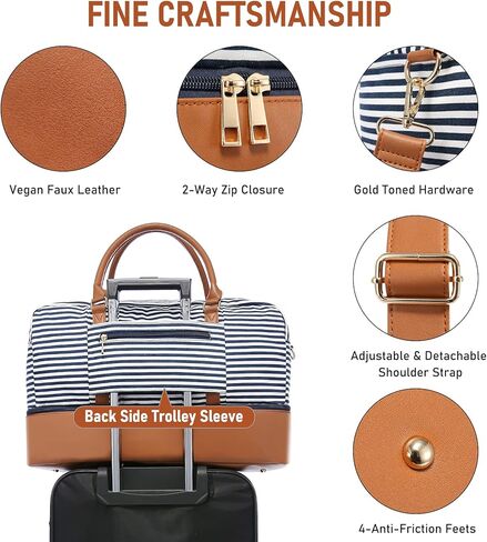 Realer Travel Duffel Bag for Women, Canvas Weekender Bag with Toiletry Bag, Large Carry on Overnight Bag with Shoe Compartment, Mommy Hospital Bags for Labor and Delivery in Saudi Arabia