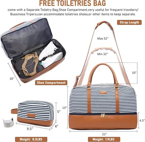 Realer Travel Duffel Bag for Women, Canvas Weekender Bag with Toiletry Bag, Large Carry on Overnight Bag with Shoe Compartment, Mommy Hospital Bags for Labor and Delivery in Saudi Arabia