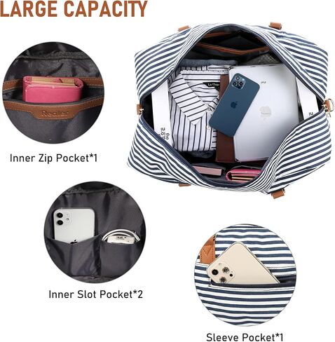 Realer Travel Duffel Bag for Women, Canvas Weekender Bag with Toiletry Bag, Large Carry on Overnight Bag with Shoe Compartment, Mommy Hospital Bags for Labor and Delivery in Saudi Arabia